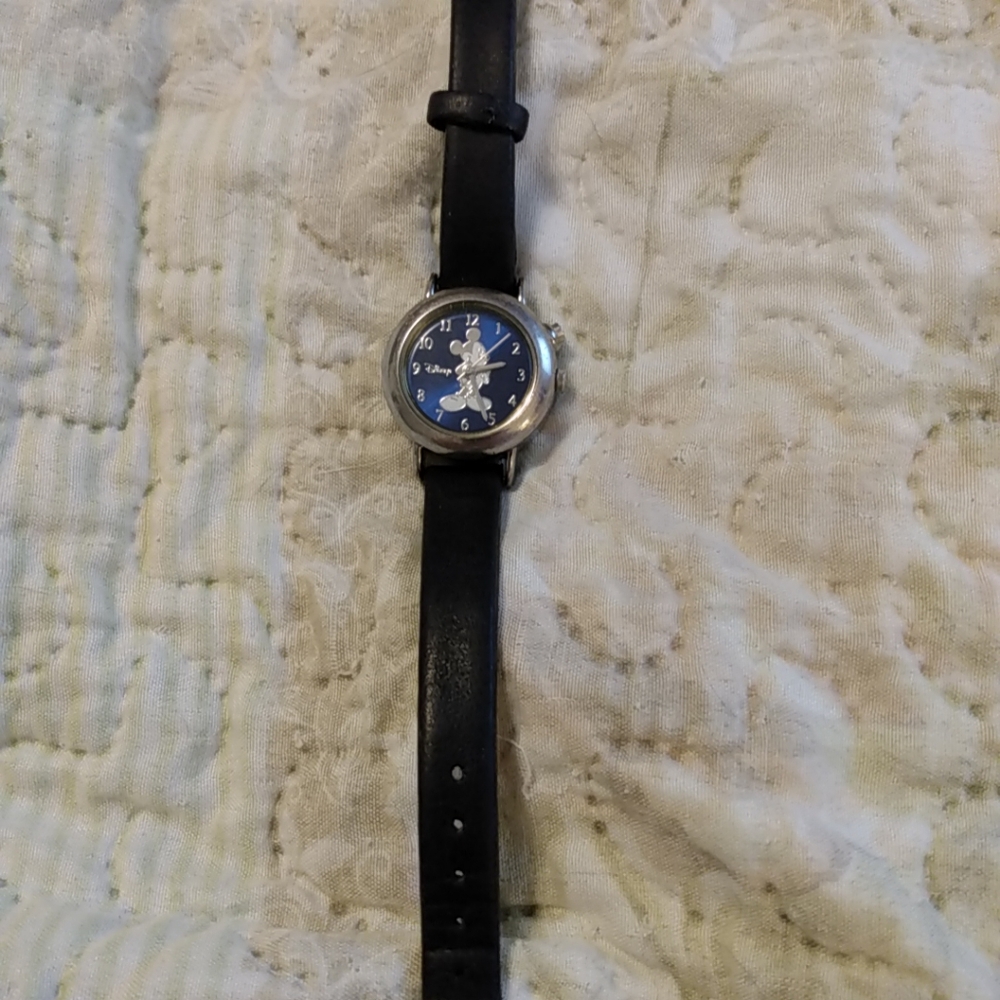 Disney Mickey Mouse Watch MC0179 Blue Silver Black Band Needs Battery
